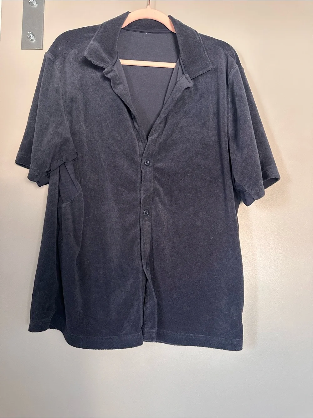 Casual Men’s Black Terry Cloth Shorts and shirt